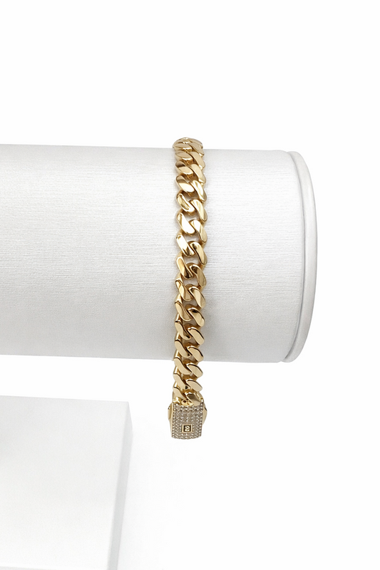 1028- NEW 14k Hollow Cuban Monaci Bracelet 7" (6mm) W.G