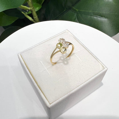 1343- NEW 14K Zirconia Infinity Sign Bypass Gold Ring W.G