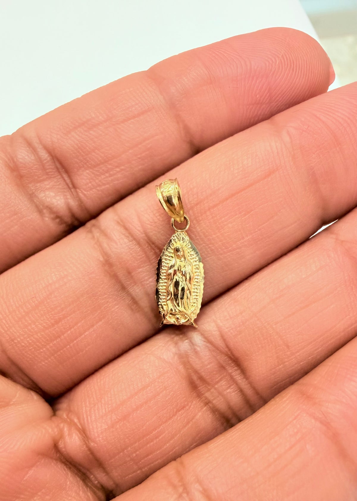 1798- NEW 10K Lady of Guadalupe Small Pendant W.G