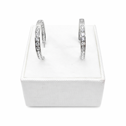 928- 14K White Gold Hoop Earrings ( 2.6x22mm) W.G