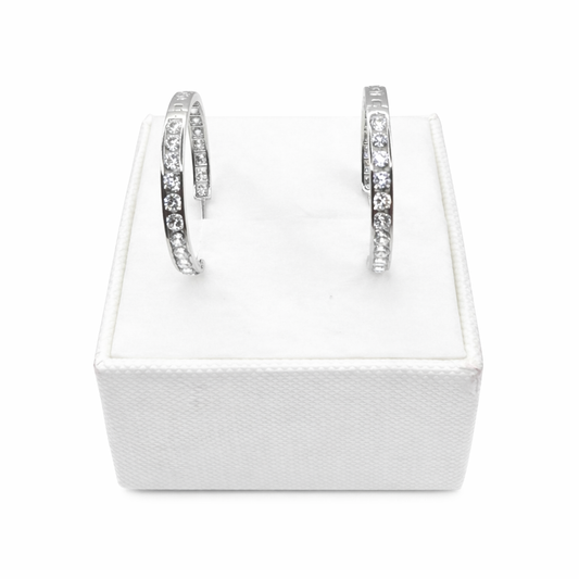 928- 14K White Gold Hoop Earrings ( 2.6x22mm) W.G