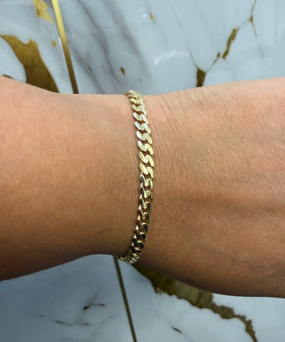 1675- NEW 10K Hollow Cuban Bracelet 7” (5mm) W.G