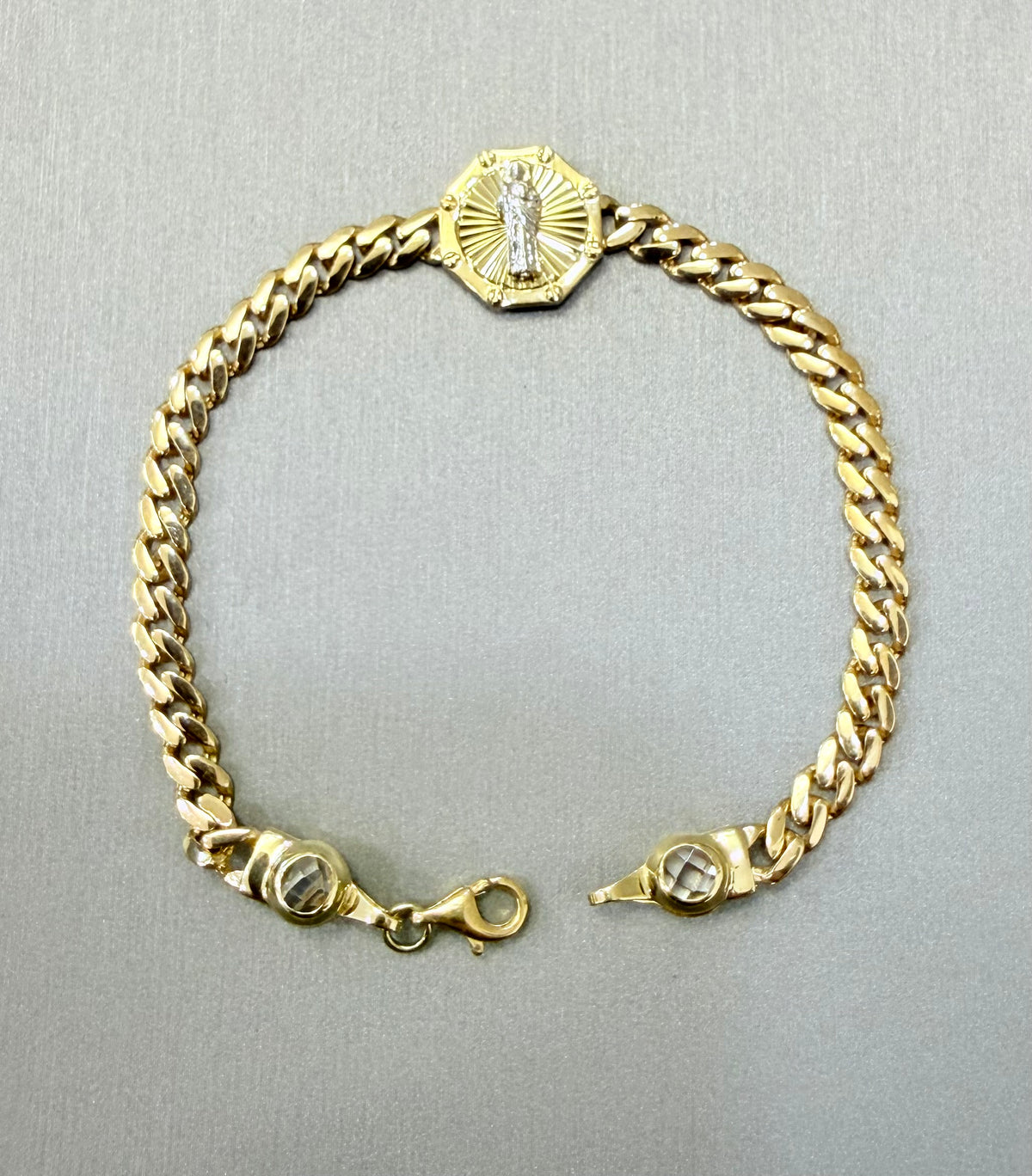 1762- NEW 10K St. Jude Cuban ID Bracelet 7.5"(4.6mm) W.G