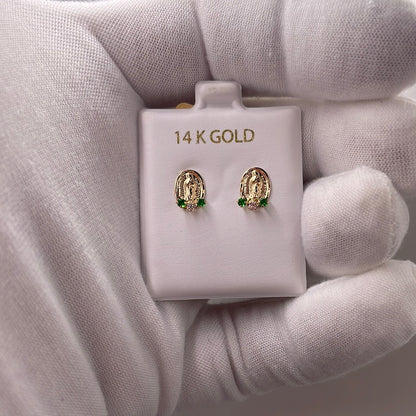 00115-NEW 14K Yellow Gold “Religious” Stud Earrings (W.G)