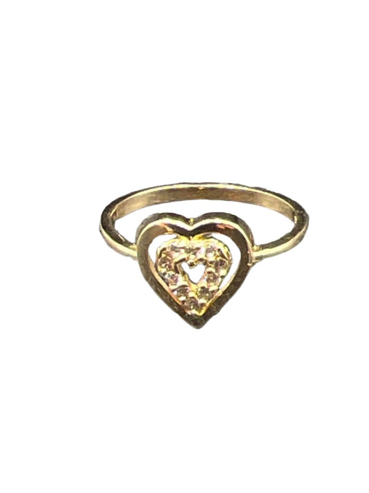 349- NEW 14K Heart Gold Ring (W.G)