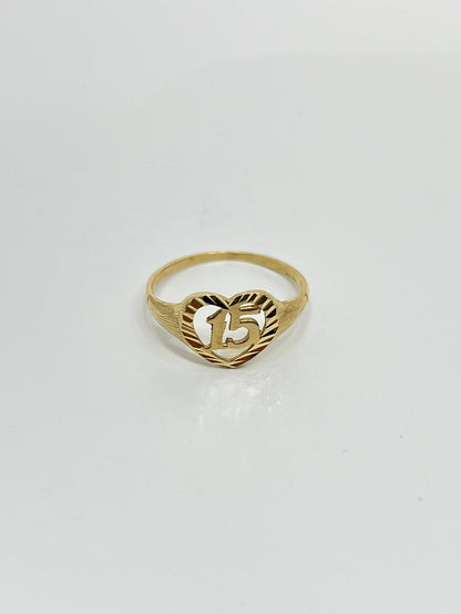317- NEW 14K "Quinceañera” Heart Ring W.G