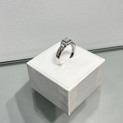 1128- NEW 10K White Gold Square Cz Wedding Ring W.G