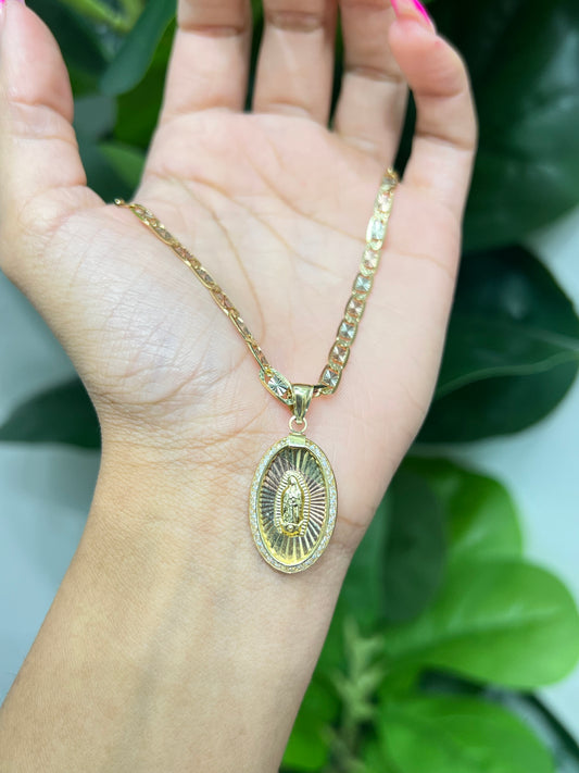 0046- NEW 14K Our Lady of Guadalupe Pendant W.G