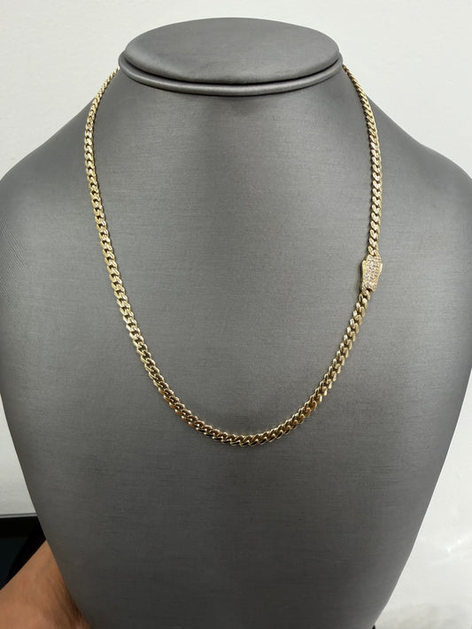 1676- NEW 10K Hollow Cuban Chain 18” (4mm) W.G