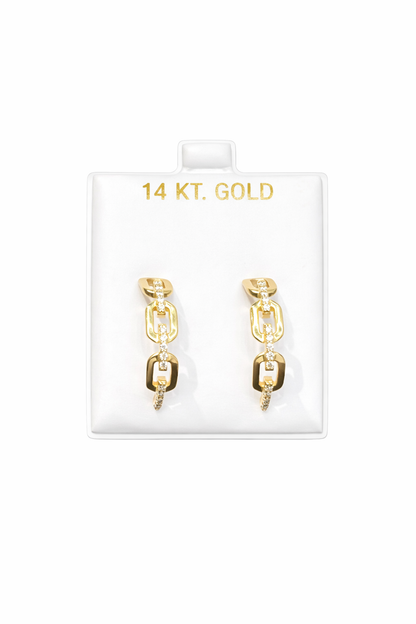 1390- NEW 14K Half Hoop Earrings Link Design W.G