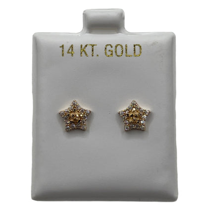 616- NEW 14K Star Shape Stud Earrings (W.G)