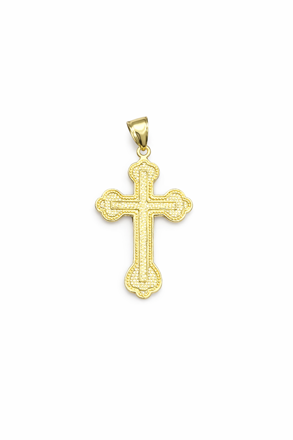 1568- NEW 10K Gold Cross Diamond Cut Pendant W.G