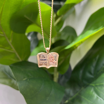 1307- NEW 10k Gold Serenity Prayer Double Sided Flat Charm Pendant W.G