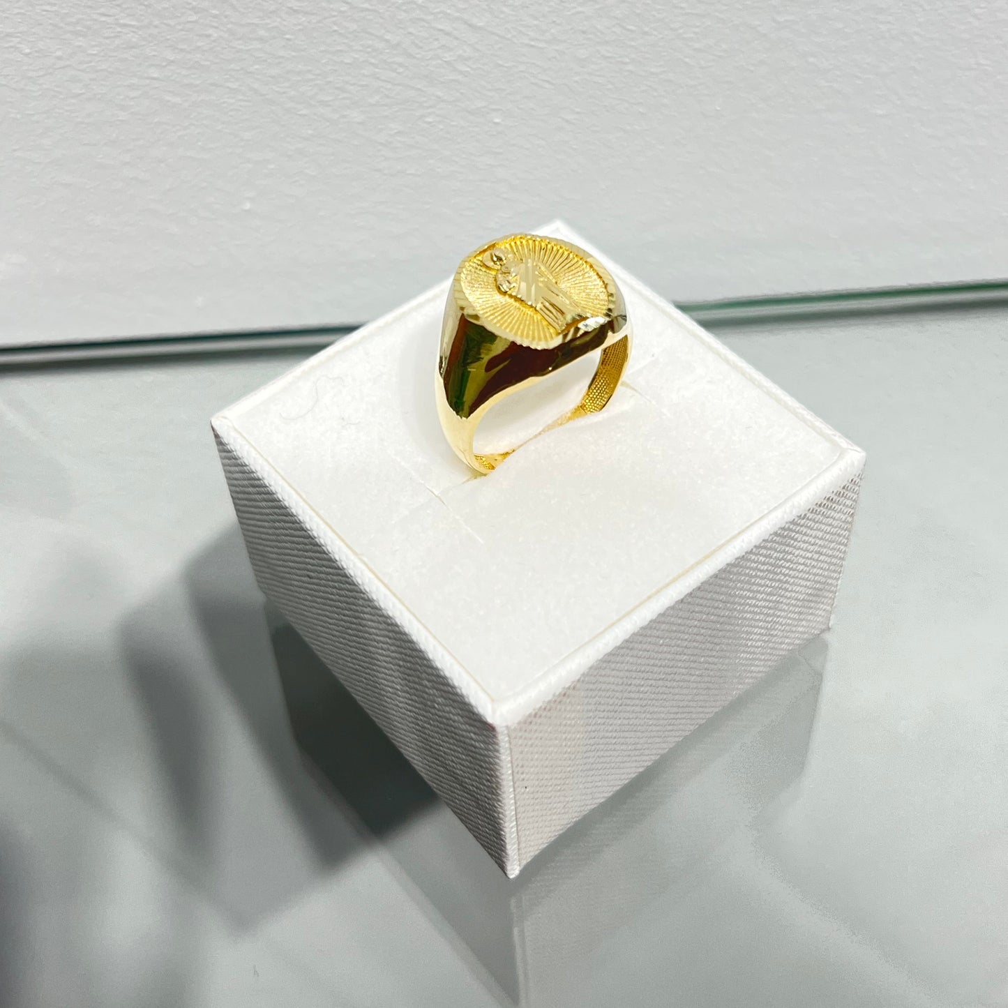 653-NEW 14K St Jude Figure Solid Men's Ring W.G