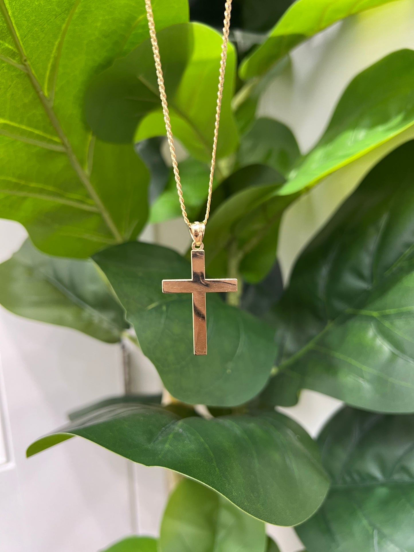 1308- NEW 10K Gold Cross Pendant W.G