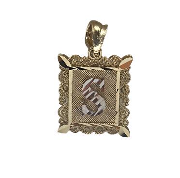 00123- NEW 14K Letter “S” Square Pendant (W.G)