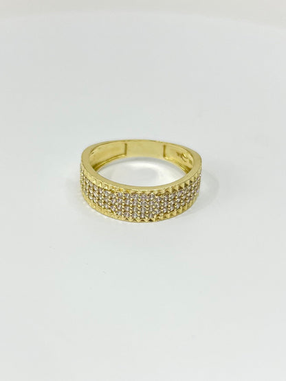 1378- NEW 10K Full Cz Gold Band Ring W.G