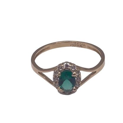 494- 14K Green Stone Ring sz