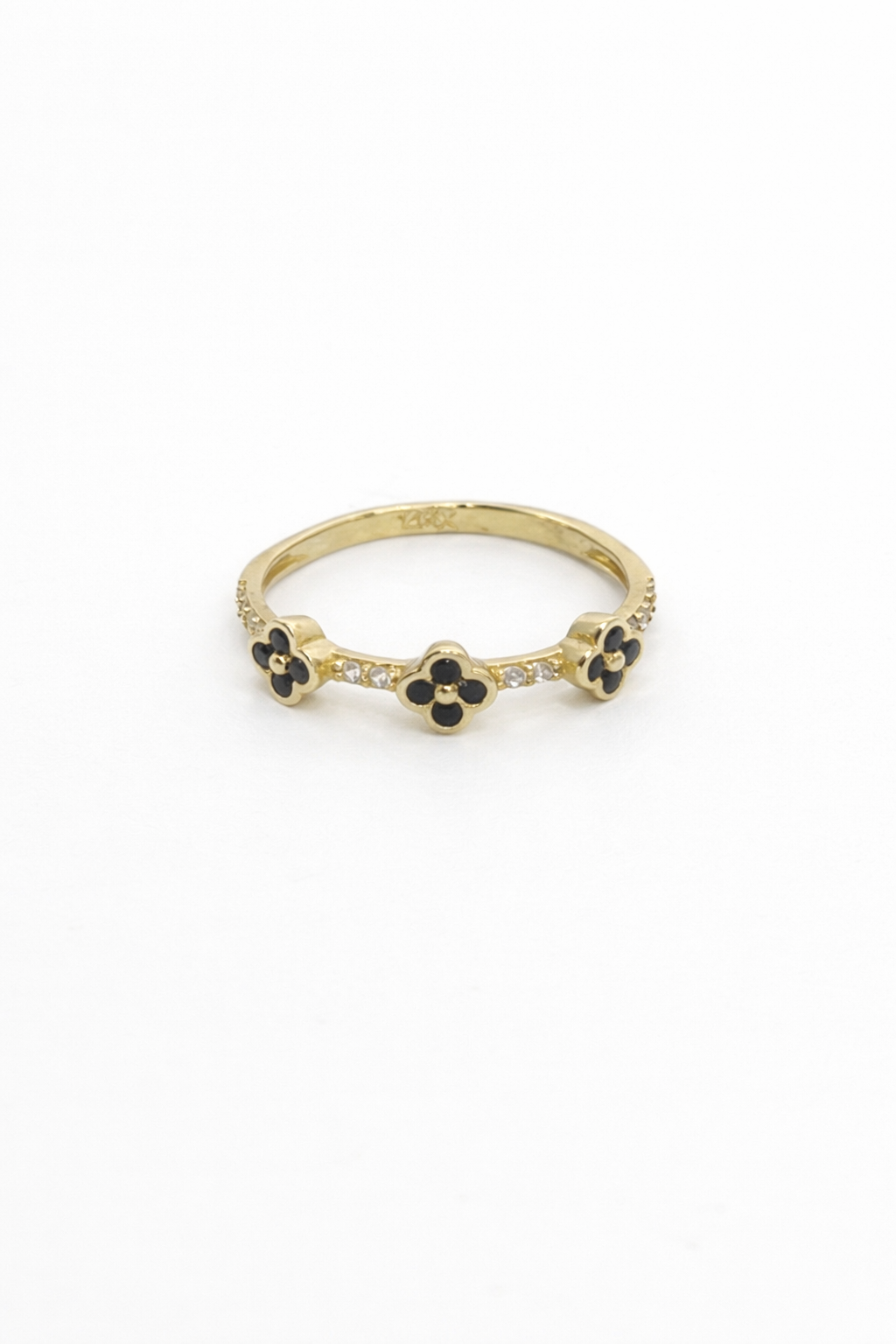 1473- NEW 14K Flower Ring Band W.G