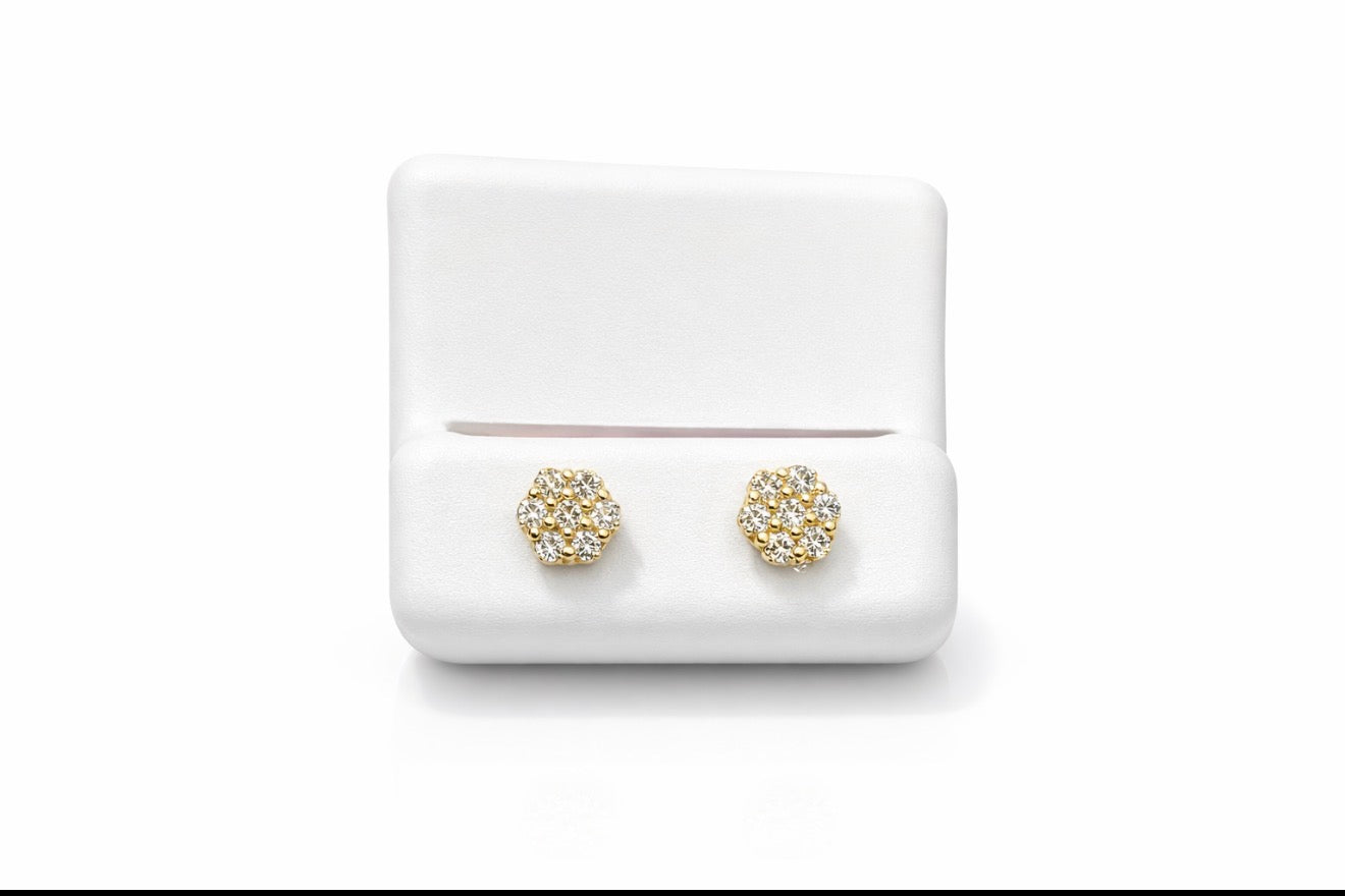 D8- NEW 10K Natural Full Diamonds 💎 Round Stud Earrings (0.50ct) W.G