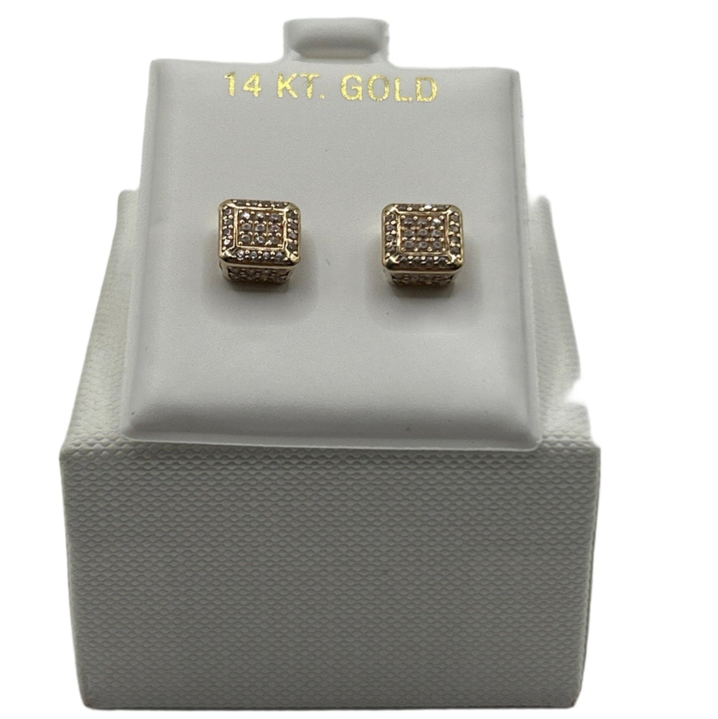 604- 14K Square Stud Small Cz Stones Earrings