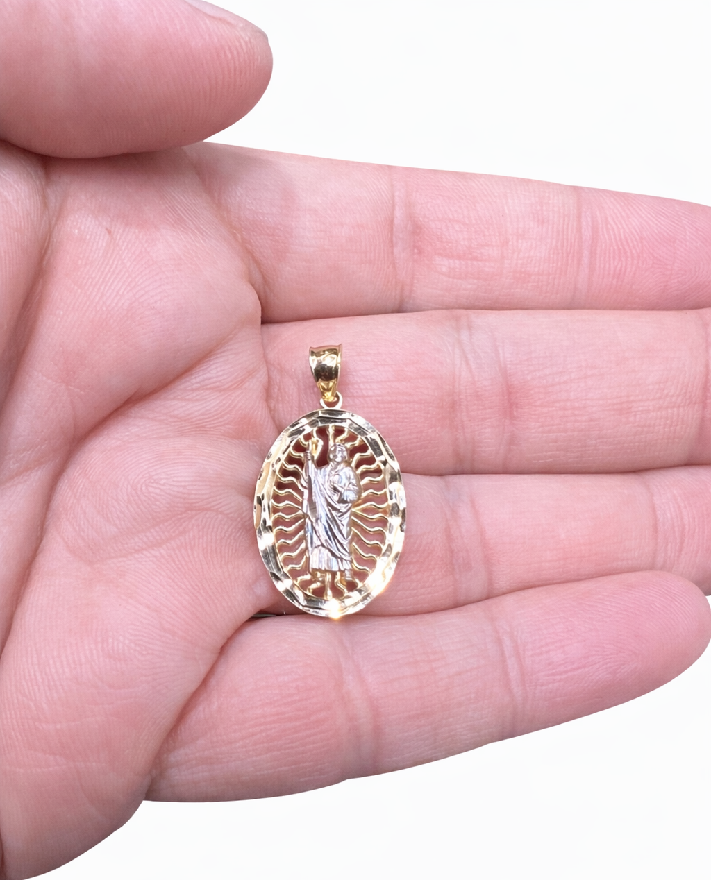 1547- NEW 10K Lightweight St. Jude Pendant W.G