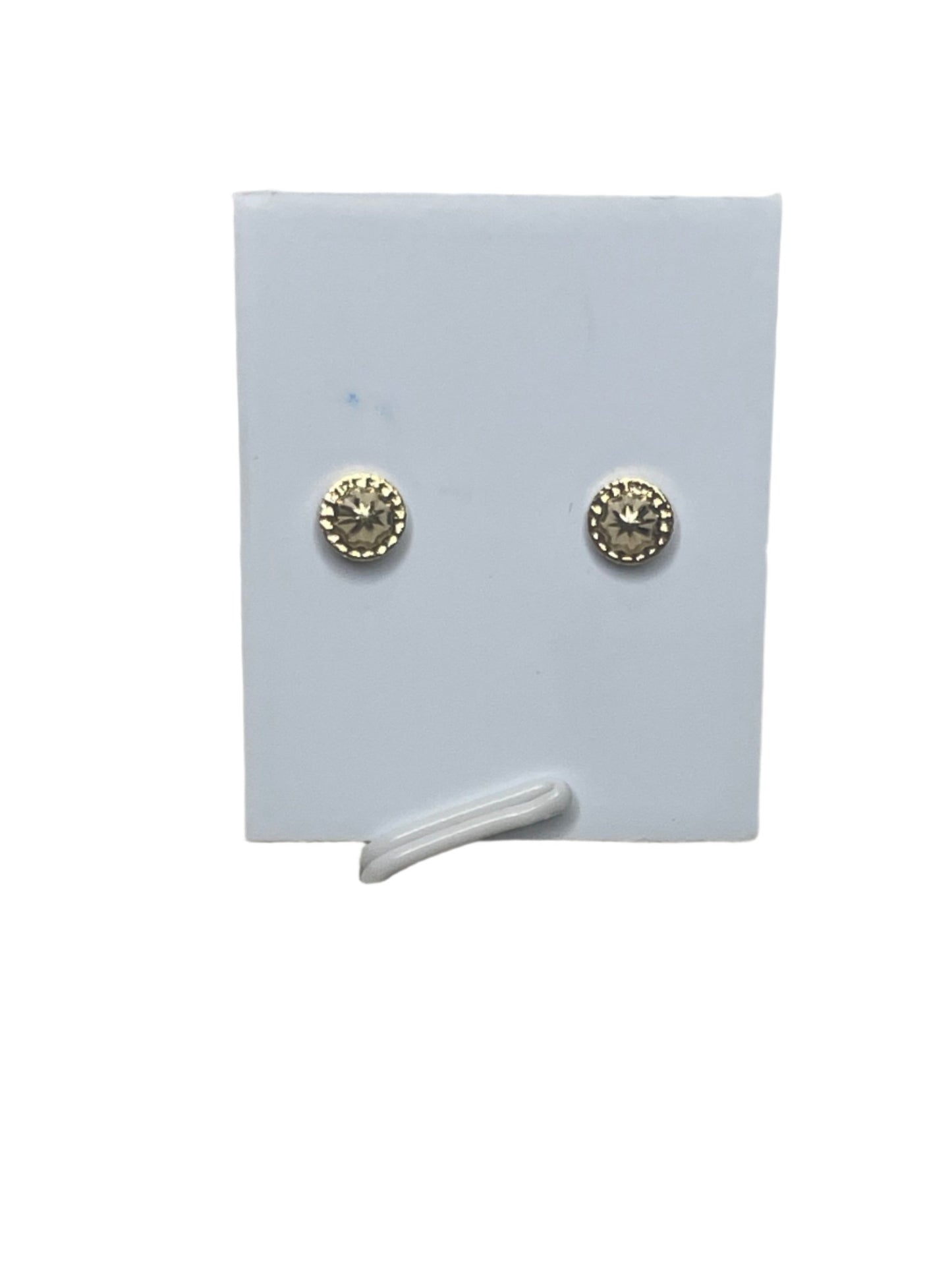 0076- 14K Yellow Gold, Cubic Zirconia Solitaire Stud Earrings