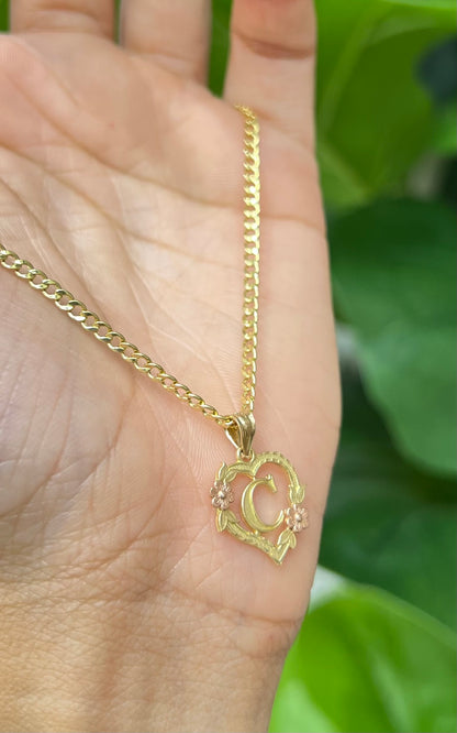 0072- NEW 14K Letter “C” Heart Shape Pendant W.G