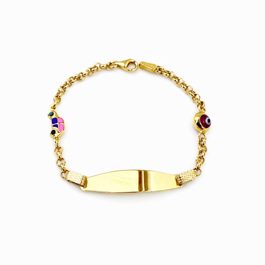 518- NEW 14K Hollow Oval Link ID Bracelet 5.5” (3 mm) W.G