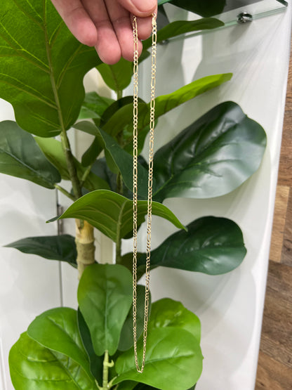 1254- NEW 14K Solid Figaro Chain 24" (3.1mm) W.G