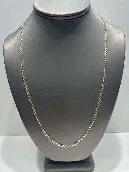 1630- NEW 10K Solid Cuban Curb Chain 24" (2.9mm) W.G