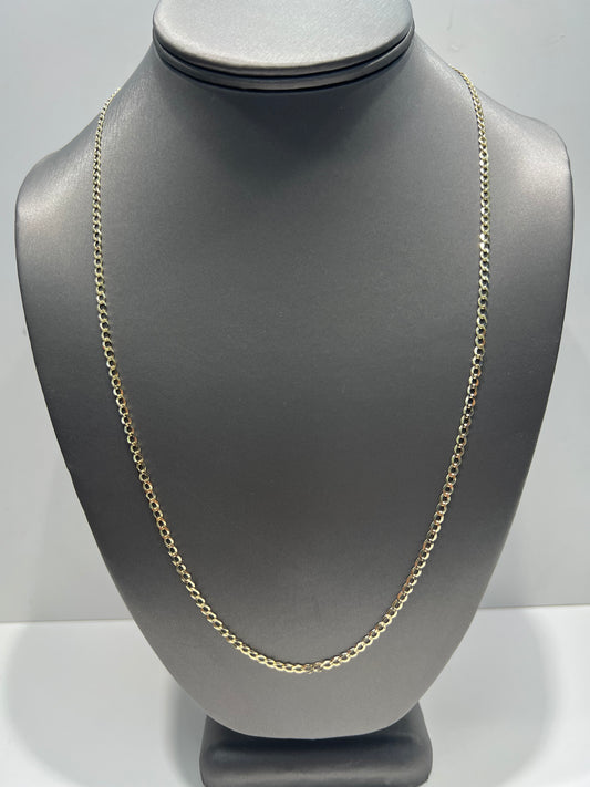 1630- NEW 10K Solid Cuban Curb Chain 24" (2.9mm) W.G