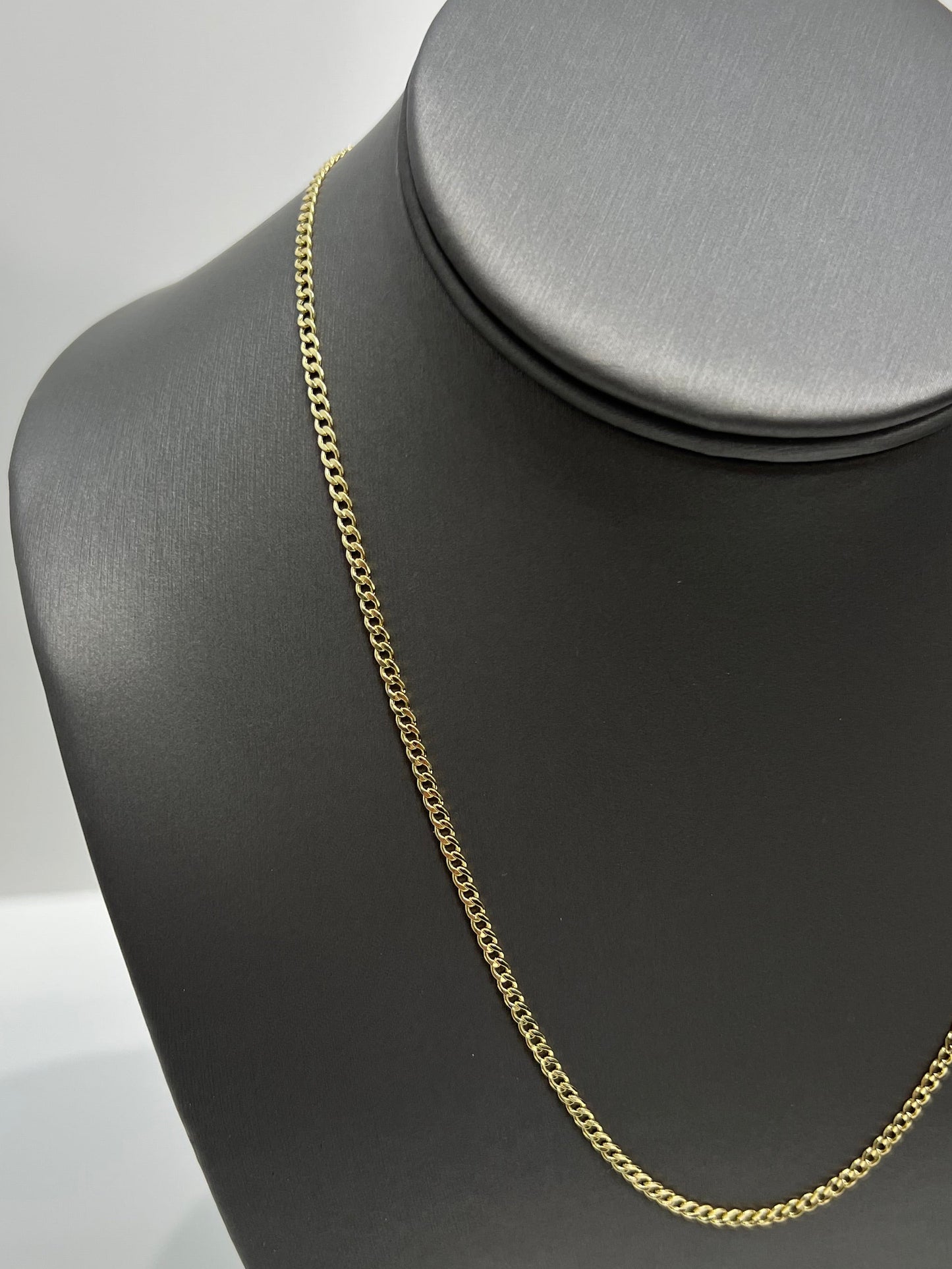 1469- NEW 14K Hollow Cuban Link Chain 18" (2.5mm) W.G