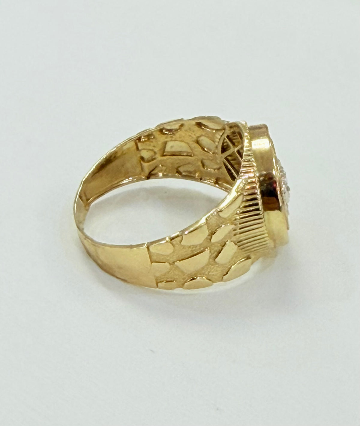 1489- NEW 10K Medusa Fancy Nugget Gold Ring W.G
