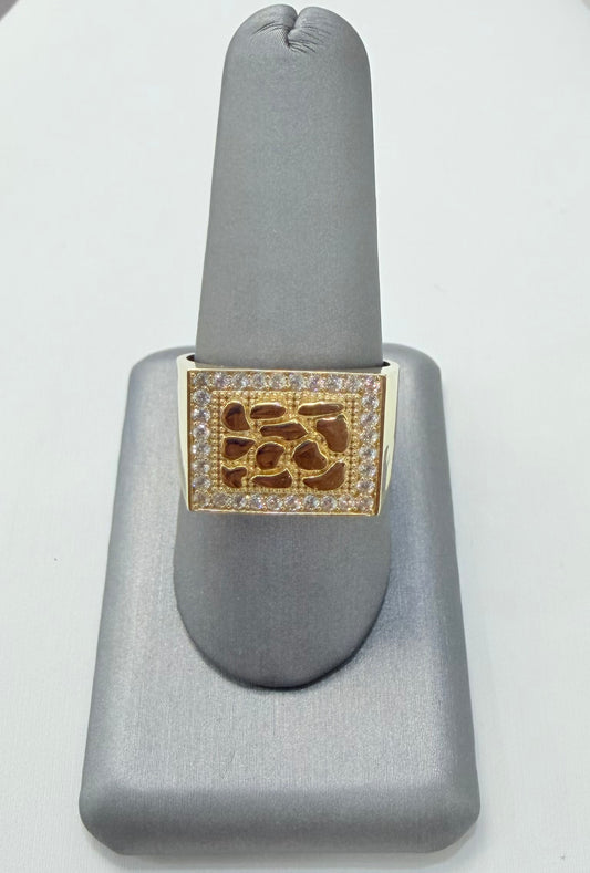 1830- NEW 14K Square Nugget Ring W.G