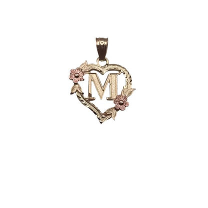 00144- NEW 14K Letter “M” Heart Shape Pendant (W.G)