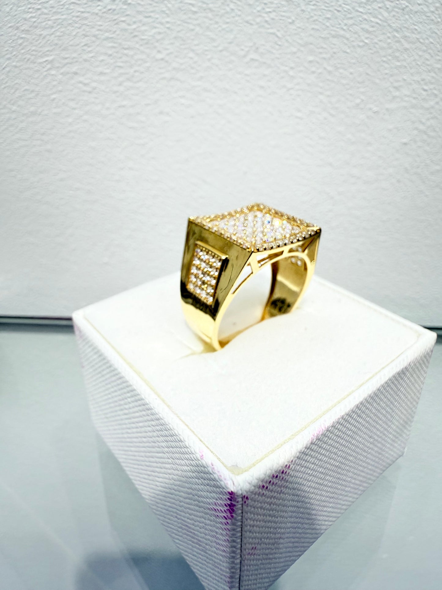 1035-NEW 14K Square Full Cz Men's Ring (W.G)