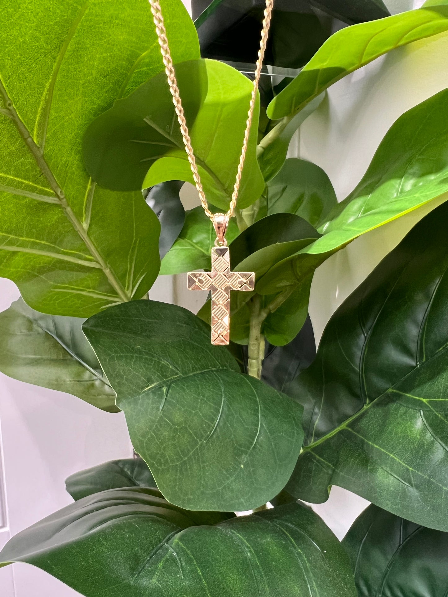 1304- NEW 10K Gold Cross Pendant W.G