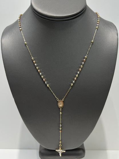1161-NEW 14K Tri Color Gold Rosary Chain 22” (2.8mm)W.G