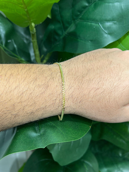 1573- NEW 10K Solid Miami Cuban Bracelet 7.5" (3mm) W.G
