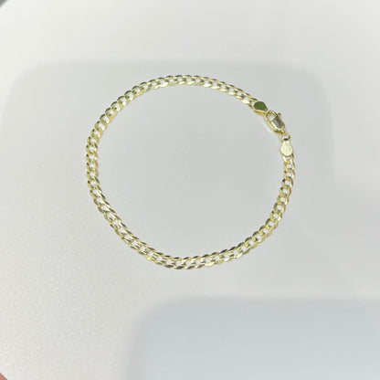 1657- NEW 14K Solid Cuban Curb Bracelet 7" (3.2mm) W.G