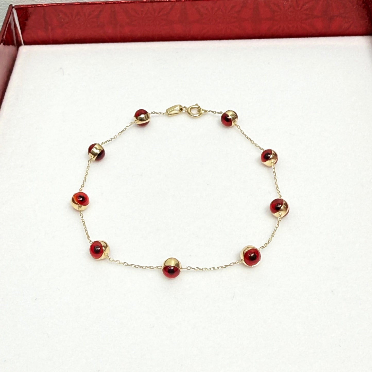 1154- NEW 14K Red Evil Eye Bracelet W.G