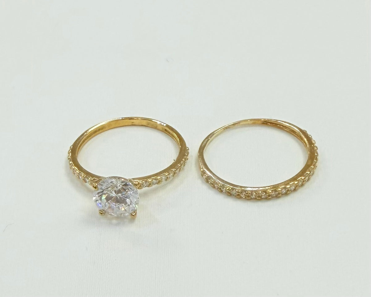 1640- NEW 10K Gold Thin Wedding Ring Set W.G