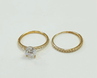 1640- NEW 10K Gold Thin Wedding Ring Set W.G