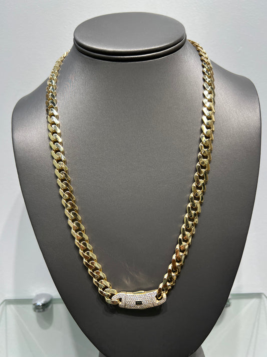 1237- NEW 14K Hollow Cuban Monaci Chain (9mm) W.G
