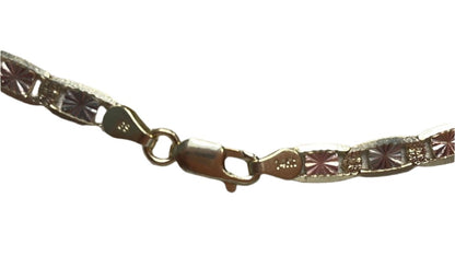 0093- 14K Valentino Link Chain Bracelet Tri-Color Gold