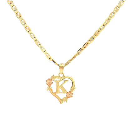 00178-NEW 14K Letter “K” Heart Shape Pendant (W.G)