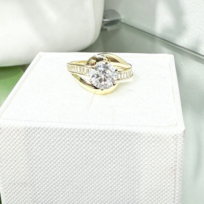 1143- NEW 14K Solitaire Cz Baguette Cut Women's Ring W.G