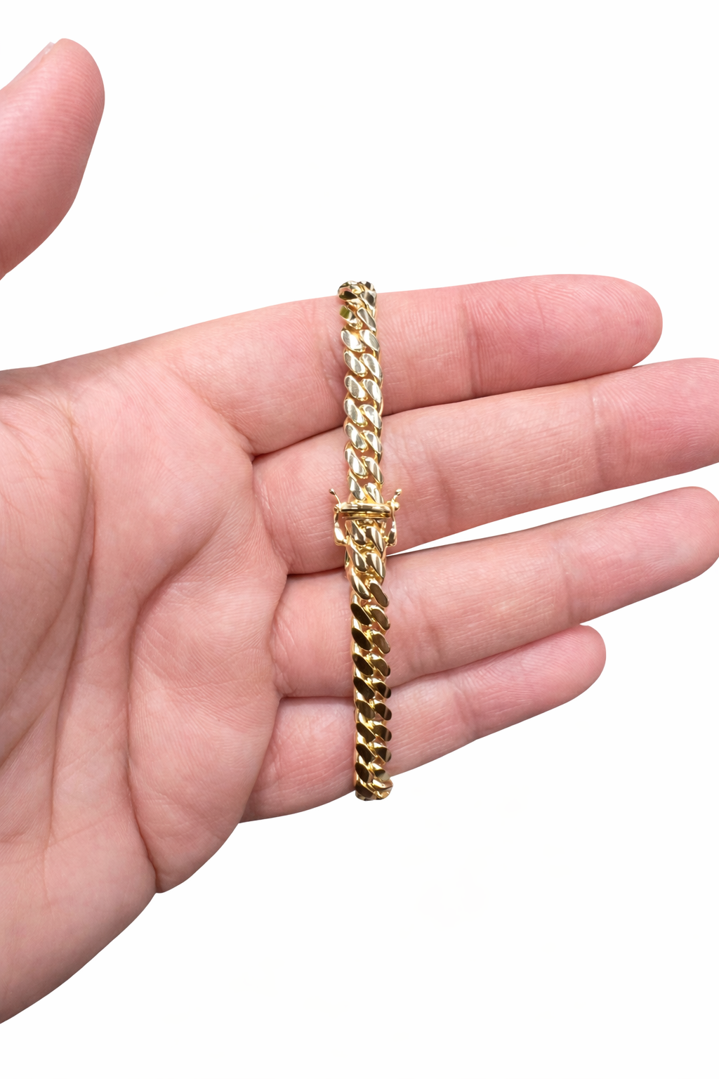 1270- 10K Solid Miami Cuban Bracelet 8.5" (7mm) W.G