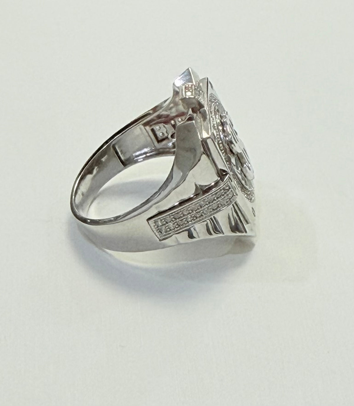 S397- 925 Sterling Silver Men's Dollar Sign Ring